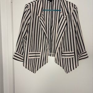 Iz Byer Black and White Striped Blazer